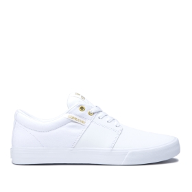 Supra STACKS II VULC Lave Sneakers Dame Hvite/Gull/Hvite | NO-23761